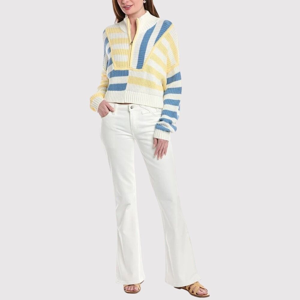 NWT Wrangler x Staud Jeans White The Bikini Denim Flare Low Rise Side Slit 25x32